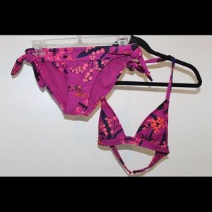 Two piece bikini in hot pink/ hearts